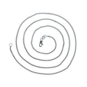 22" Box Link Chain Necklace 14K White Gold